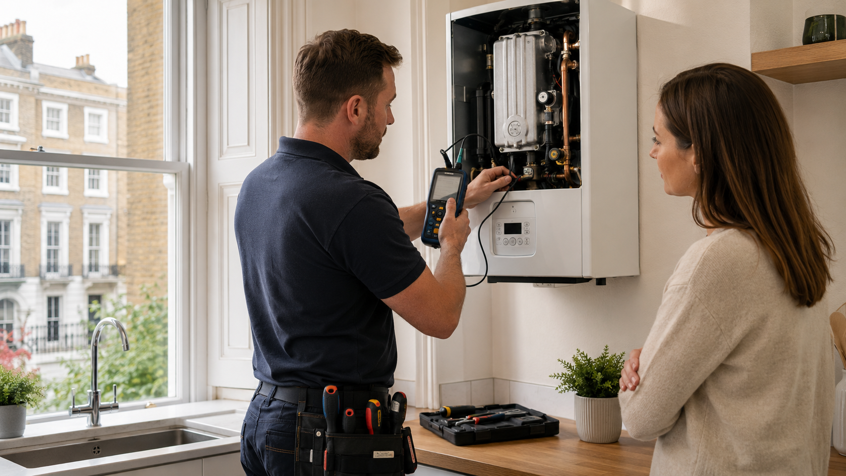 Can you make a visual for this section No words just pure visuals Boiler servicing, Boiler Services in Camden
